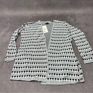 Bydesign Light Gray Open Cardigan Black white Polka Dot Pattern NWT womens M